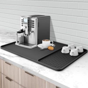 onderlegger voor koffiezetapparaat, 2-in-1 koffiemat, 61 x 41 cm, hittebestendige antislip droogmat, onderlegger voor koffiezetapparaat, volautomatische koffiemachine en espressomachine, met