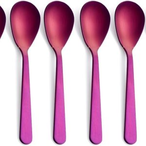 paarse Demitasse Espresso Lepels, RVS Satijn Afwerking Koffie Lepels, Mini Theelepels, Suiker Lepels, 4,7 inch, Set van 6